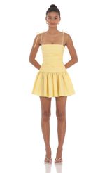 Ruched Fit and Flare Dress in Red