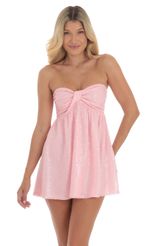 Sequin Babydoll Dress in Gold